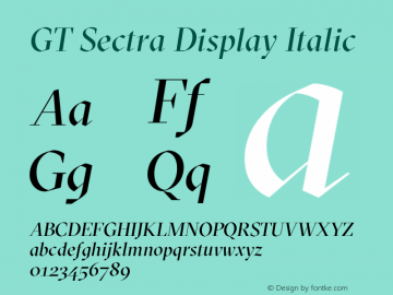 GT Sectra Display Regular Italic Version 3.002 Font Sample