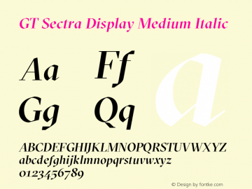 GT Sectra Display Medium Italic Version 3.002 Font Sample