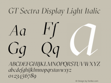 GT Sectra Display Light Italic Version 3.002 Font Sample