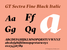 GT Sectra Fine Black Italic Version 3.002 Font Sample
