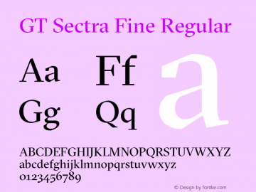 GT Sectra Fine Regular Version 3.002 Font Sample