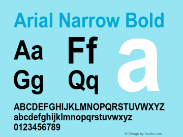 Arial Narrow Bold Version 1.00 Build 1000 Font Sample