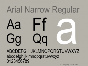 Arial Narrow Version 1.00 Build 1000 Font Sample