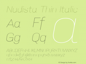 Nudista Thin Italic Version 2.000 Font Sample