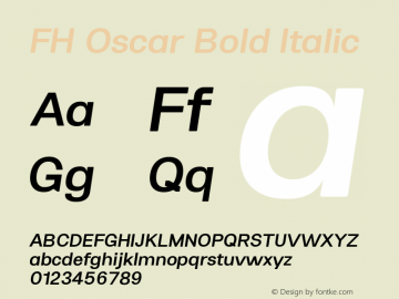 FH Oscar Bold Italic Version 1.000;hotconv 1.0.109;makeotfexe 2.5.65596 Font Sample