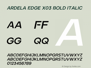 Ardela Edge X03 Bold Italic Version 1.002;hotconv 1.0.109;makeotfexe 2.5.65596图片样张