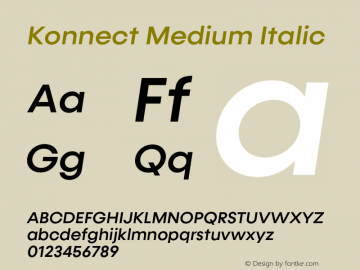 Konnect Medium Italic Version 1.000;PS 001.000;hotconv 1.0.88;makeotf.lib2.5.64775图片样张