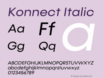 Konnect Italic Version 1.000;PS 001.000;hotconv 1.0.88;makeotf.lib2.5.64775图片样张