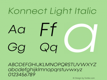 Konnect Light Italic Version 1.000;PS 001.000;hotconv 1.0.88;makeotf.lib2.5.64775 Font Sample