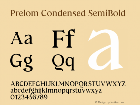 PrelomCondensedSemiBold Version 1.000 Font Sample