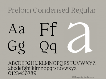 PrelomCondensedRegular Version 1.000 Font Sample