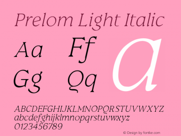 PrelomLightItalic Version 1.000图片样张