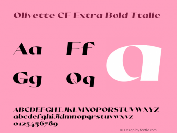 Olivette CF Extra Bold Italic Version 1.000 Font Sample