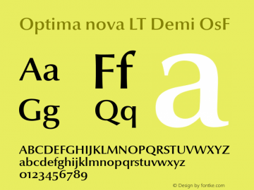 Optima nova LT Demi Old Style Figures Version 1.21 Font Sample