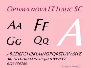 Optima nova LT Italic Small Caps Version 1.21 Font Sample