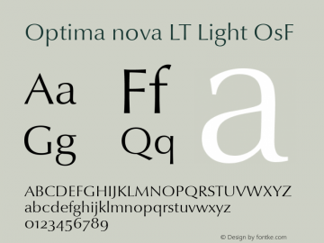 Optima nova LT Light Old Style Figures Version 1.21 Font Sample