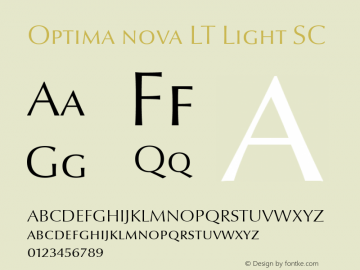 Optima nova LT Light Small Caps Version 1.21 Font Sample