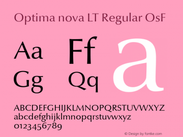 Optima nova LT Regular Old Style Figures Version 1.21 Font Sample