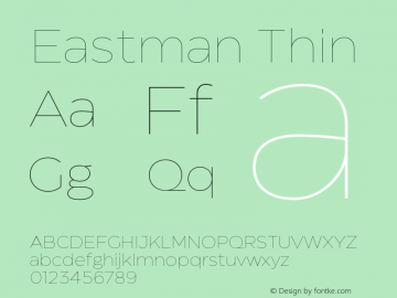 Eastman Thin Version 1.001 Font Sample