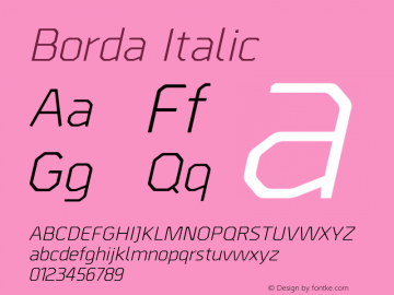 Borda Italic Version 001.004 January 2020 Font Sample