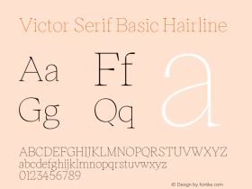 Victor Serif Basic Hairline Version 1.000 Font Sample