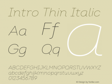 Intro Thin Italic Version 2.000图片样张