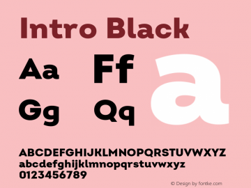 Intro Black Version 2.000 Font Sample