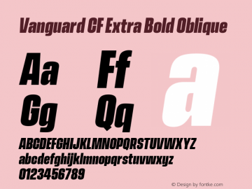 Vanguard CF Extra Bold Oblique Version 2.000 Font Sample