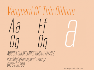 Vanguard CF Thin Oblique Version 2.000 Font Sample