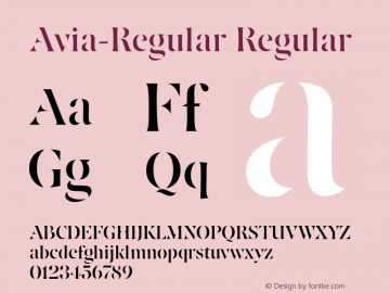 Avia-Regular Regular Version 1.0; 2001; initial release Font Sample