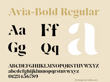 Avia-Bold Regular Version 1.0; 2001; initial release Font Sample