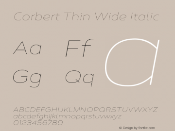 Corbert Thin Wide Italic Version 002.001 March 2020图片样张