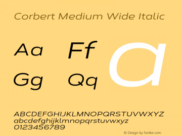 Corbert Medium Wide Italic Version 002.001 March 2020图片样张