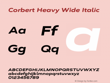 Corbert Heavy Wide Italic Version 002.001 March 2020图片样张