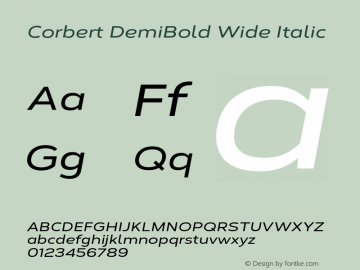 Corbert DemiBold Wide Italic Version 002.001 March 2020图片样张