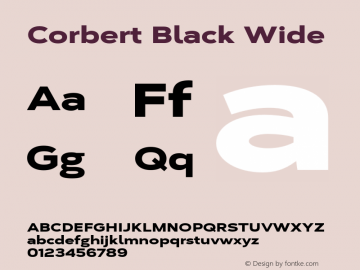 Corbert Black Wide Version 002.001 March 2020 Font Sample