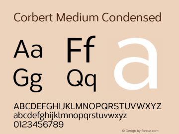 Corbert Medium Condensed Version 002.001 March 2020 Font Sample