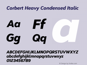 Corbert Heavy Condensed Italic Version 002.001 March 2020图片样张