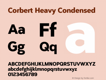 Corbert Heavy Condensed Version 002.001 March 2020 Font Sample