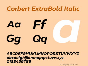 Corbert ExtraBold Italic Version 002.001 March 2020图片样张