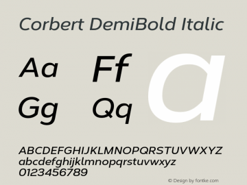 Corbert DemiBold Italic Version 002.001 March 2020图片样张
