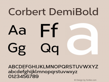 Corbert DemiBold Version 002.001 March 2020图片样张