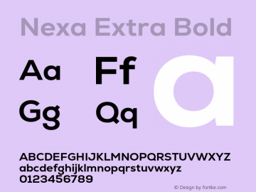 Nexa Extra Bold Version 2.001;hotconv 1.0.109;makeotfexe 2.5.65596 Font Sample
