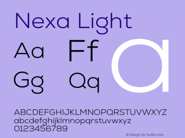 Nexa Light Version 2.001;hotconv 1.0.109;makeotfexe 2.5.65596 Font Sample