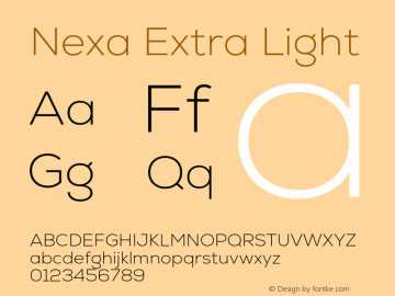 Nexa Extra Light Version 2.001;hotconv 1.0.109;makeotfexe 2.5.65596 Font Sample