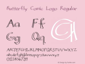 Butterfly Comic Logo Regular Macromedia Fontographer 4.1 3/15/2003图片样张