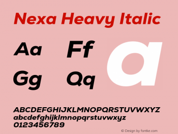 Nexa Heavy Italic Version 2.001;hotconv 1.0.109;makeotfexe 2.5.65596 Font Sample