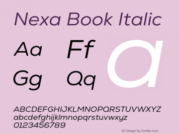 Nexa Book Italic Version 2.001;hotconv 1.0.109;makeotfexe 2.5.65596 Font Sample