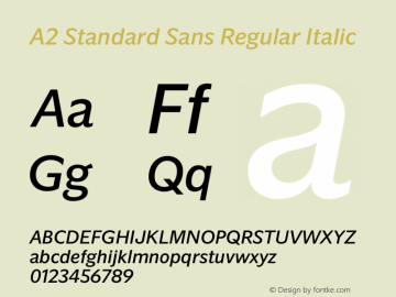 A2 Standard Sans Italic Version 1.001 | wf-rip DC20191005图片样张