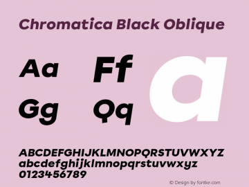 Chromatica Black Oblique Version 3.100;PS 003.100;hotconv 1.0.88;makeotf.lib2.5.64775 Font Sample